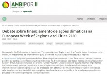 Debate sobre financiamento de ações climáticas na European Week of Regions and Cities 2020